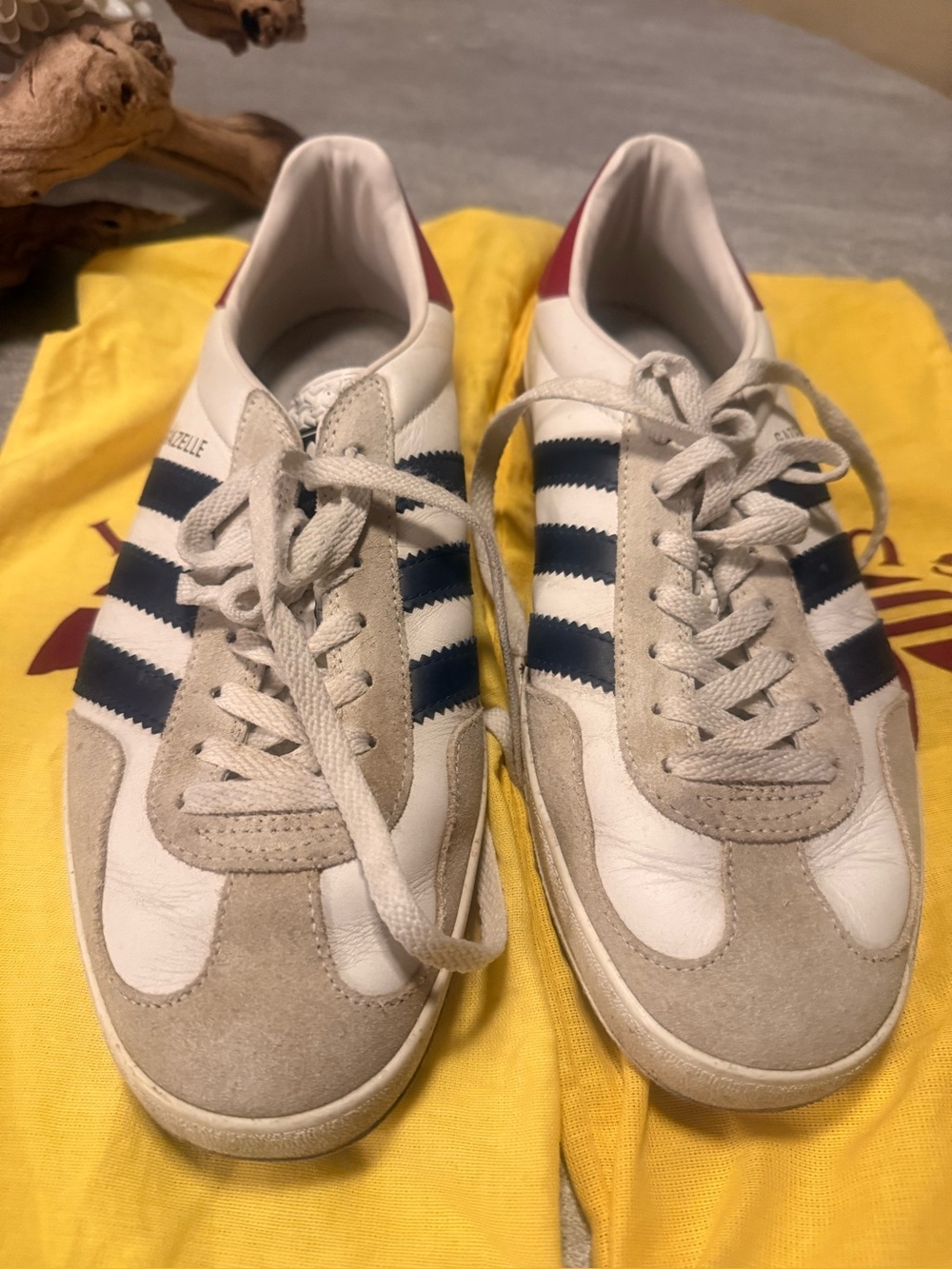 Adidas x Gucci Gazelle White Navy Red Sneakers Size 9 Made in Italy